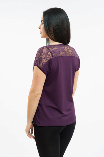 Футболка Кимоно-кружево баклажан