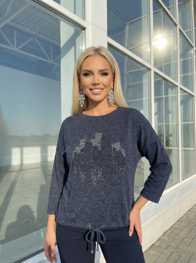 Джемпер женский Мегаполис 3/4 рукав синий