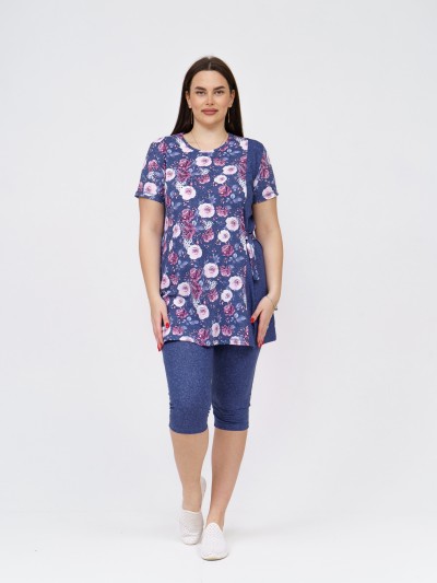 Костюм Симона индиго/цветы