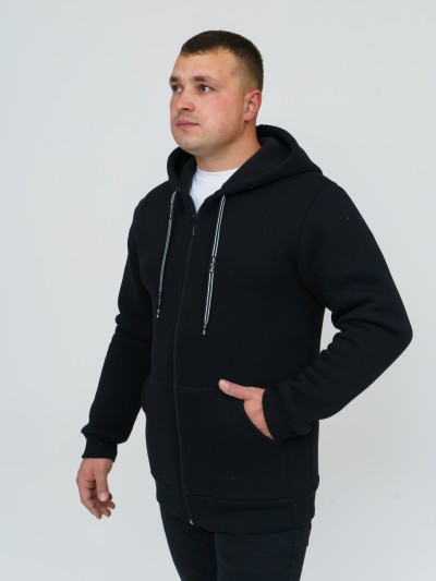 Толстовка мужская Степ без печати черная футер 3-х нитка