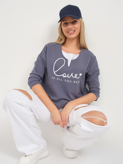 Свитшот женский Шрифт т.серый