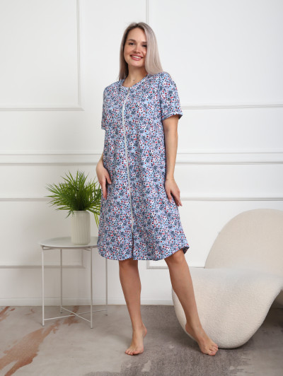 Халат Лотос набивка голубой/цветок