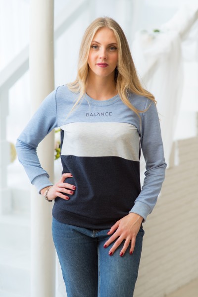 Толстовка женская Триколор синий/меланж