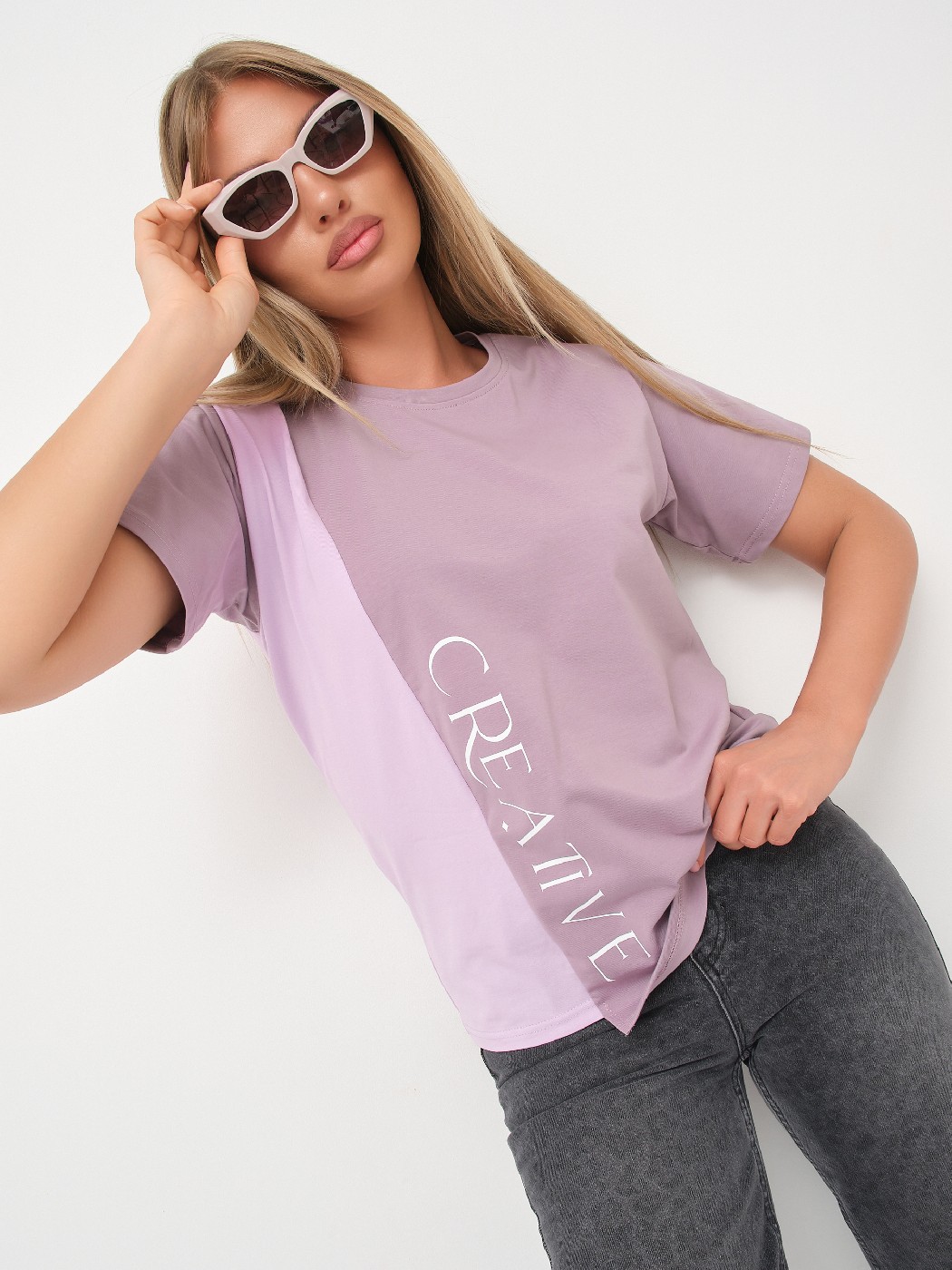 Футболка женская Креатив корица/лаванда