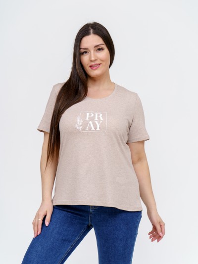 Футболка женская Ника бежевый/меланж