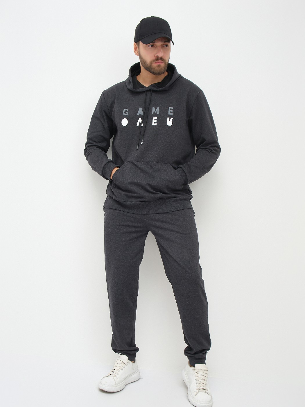 Костюм мужской Тайм 2-х нитка антрацит/меланж