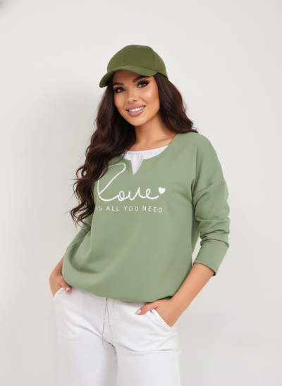 Свитшот женский Шрифт фисташка