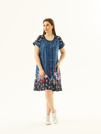 Халат Комфорт джинс/цветы