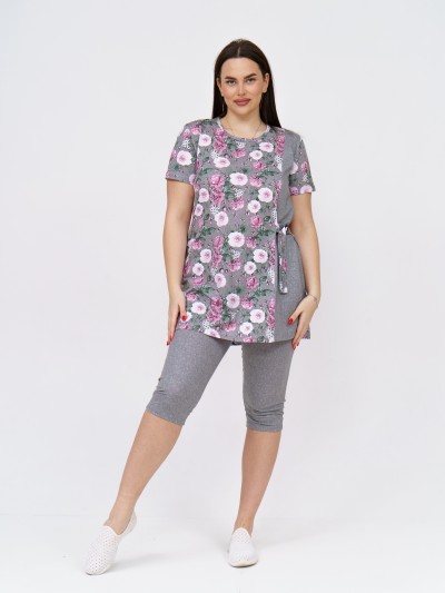 Костюм Симона серый/цветы