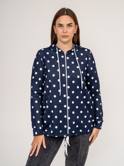 Толстовка женская Мираж футер т.синий/горох