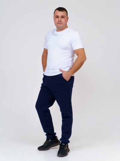 Брюки мужские футер 3-х нитка синий/меланж