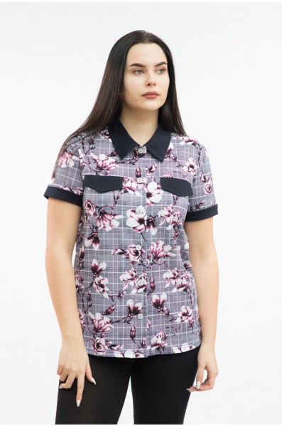 Рубашка Акцент цветы/клетка