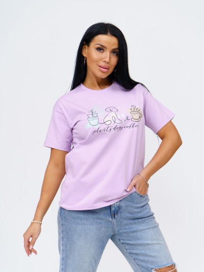 Футболка женская Смайл лаванда