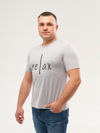 Футболка мужская  Узбекистан принт сер. меланж