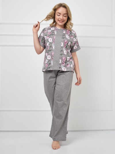 Костюм Моника серый/цветы