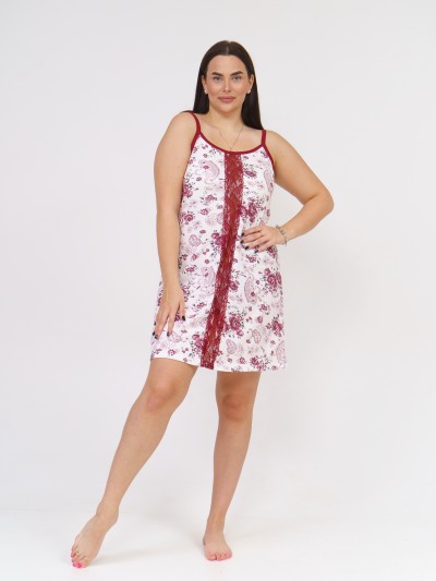 Ночная сорочка с кружевом бордо