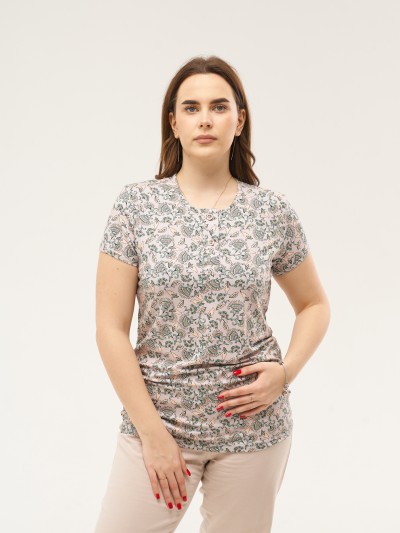 Футболка женская Планка беж/соцветие