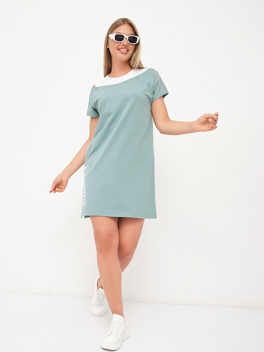 Платье женское Мирэль со стразами изумруд