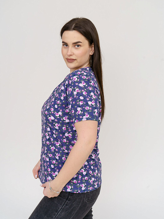Футболка женская Незабудка индиго/цветы