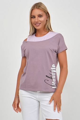Футболка женская Чика корица/лаванда