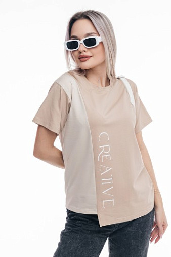 Футболка женская Креатив таба/бежевый