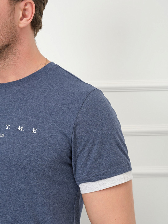 Футболка мужская Респект индиго/меланж