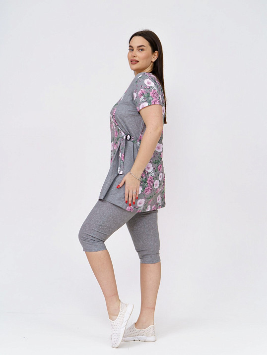 Костюм Симона серый/цветы