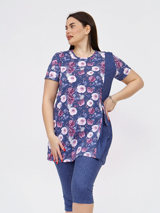 Костюм Симона индиго/цветы