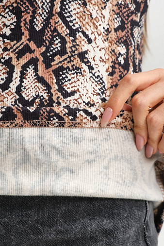 Лонгслив Флирт коричневый/питон