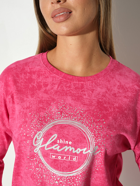 Лонгслив жен. Гламур варенка фуксия