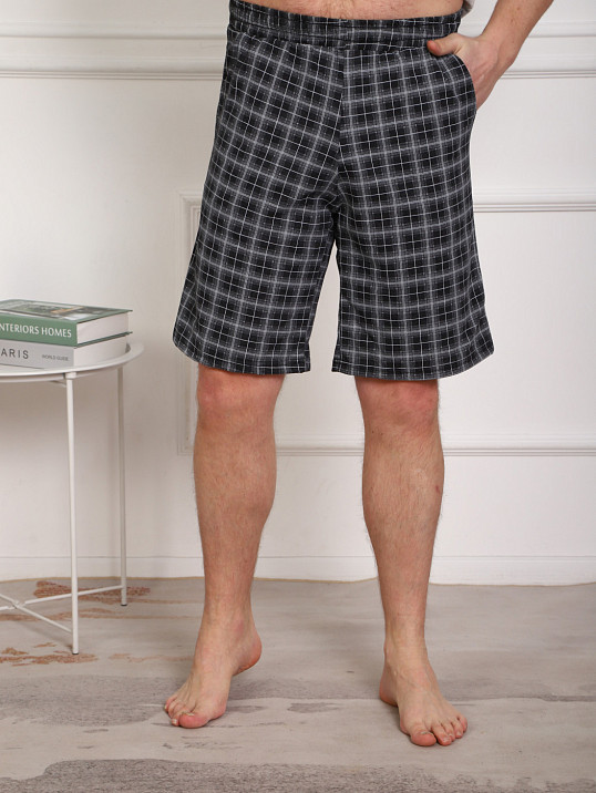 Шорты мужские Дачник антрацит/клетка