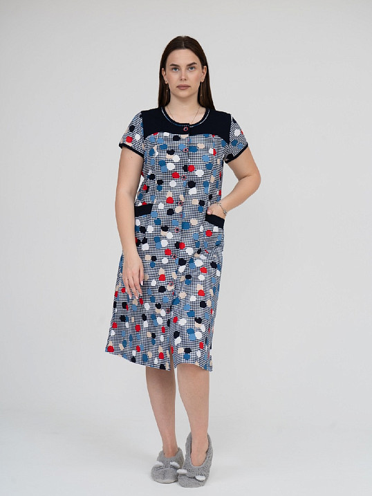 Халат Дыхание Лета синий/клетка