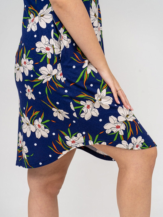 Халат Лотос набивка синий/цветы