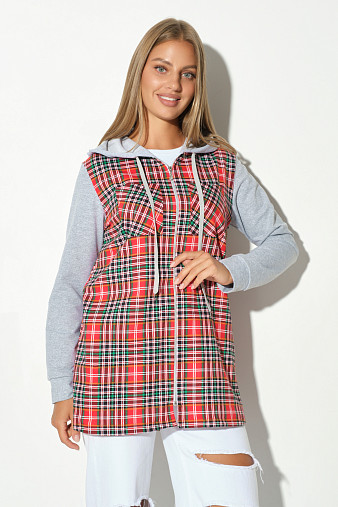 Рубашка жен. Гармония красная/клетка