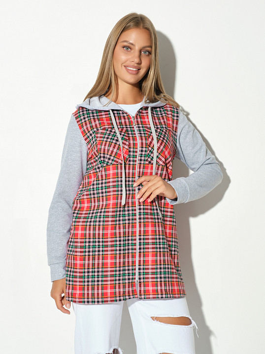 Рубашка жен. Гармония красная/клетка