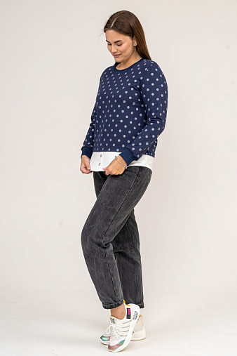 Толстовка женская Аврора синий/горох