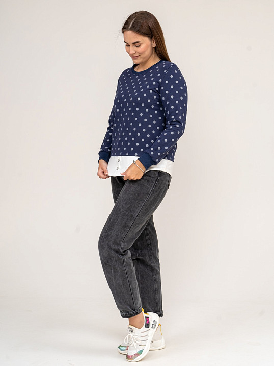 Толстовка женская Аврора синий/горох