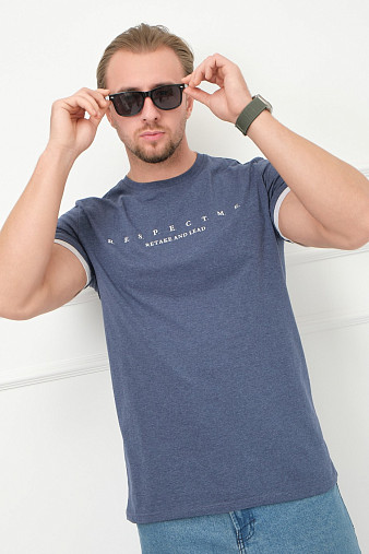 Футболка мужская Респект индиго/меланж