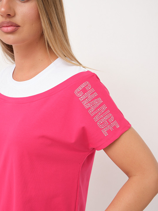 Платье женское Мирэль со стразами фуксия