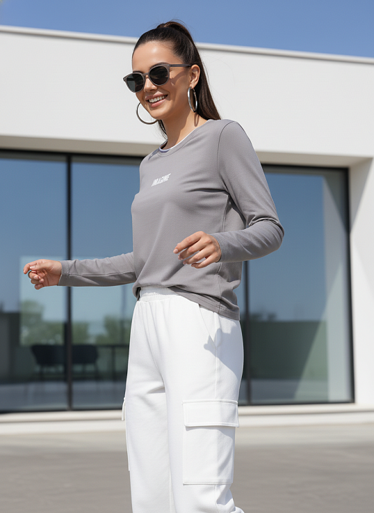 Лонгслив женский Сигма серый