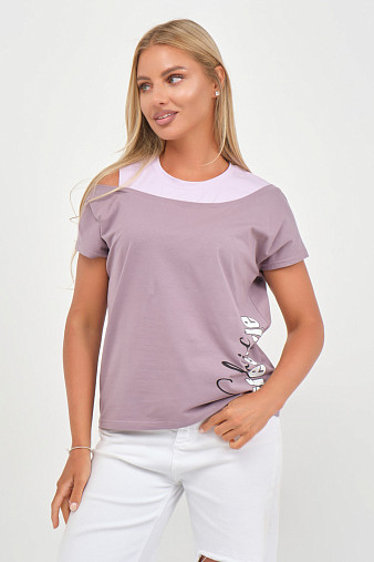 Футболка женская Чика корица/лаванда