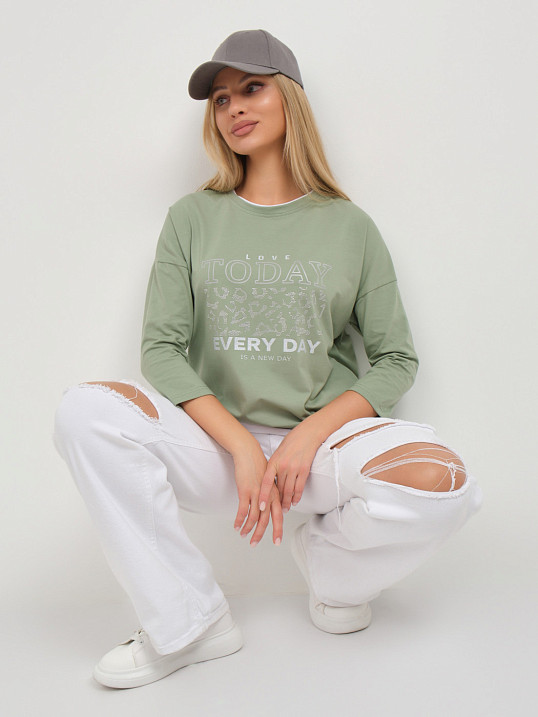 Лонгслив женский Лео фисташка