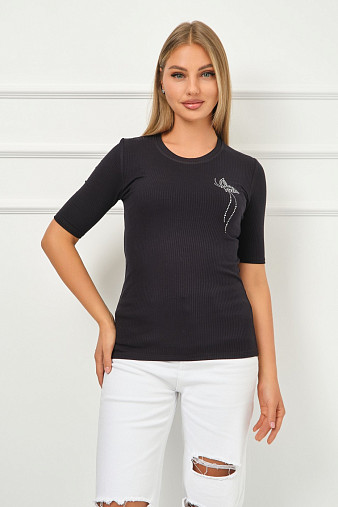 Лонгслив женский Вираж лапша черный