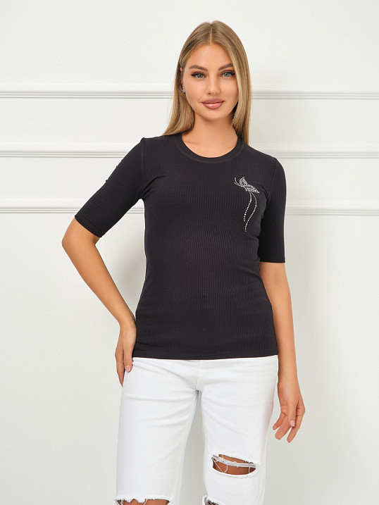 Лонгслив женский Вираж лапша черный