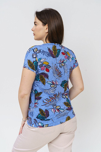 Футболка Фонарик х/б голубой/папоротник