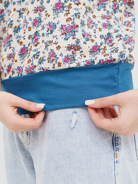 Футболка Фаина с кокеткой бирюза