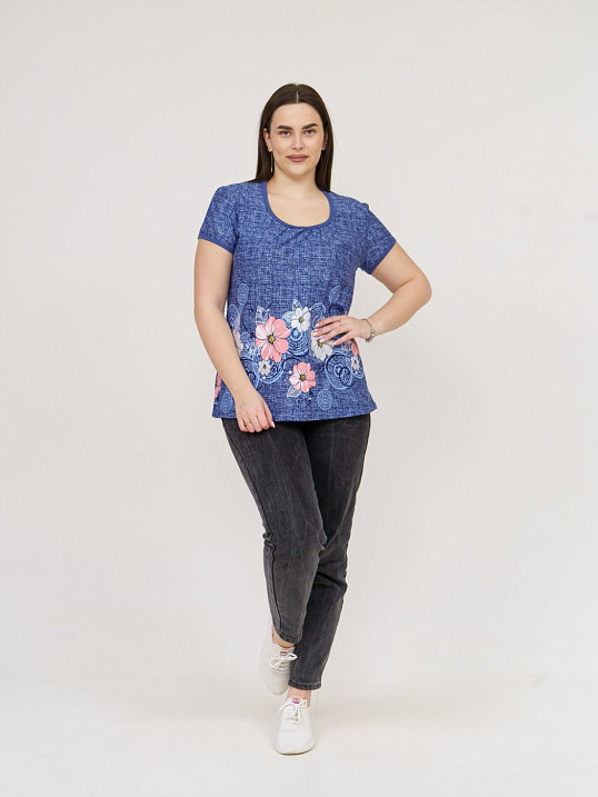 Футболка Сердечное тепло джинс/цветы