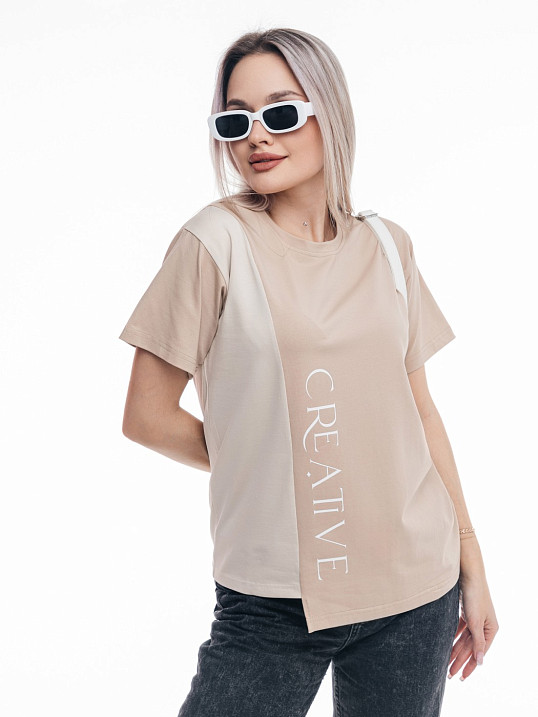 Футболка женская Креатив таба/бежевый