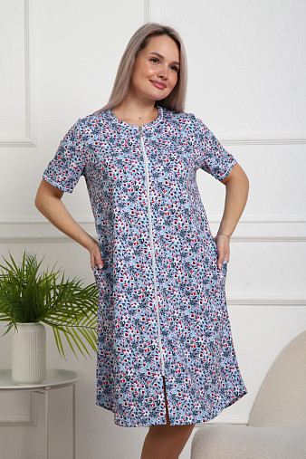 Халат Лотос набивка голубой/цветок