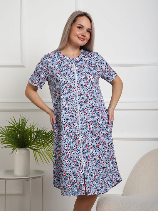 Халат Лотос набивка голубой/цветок